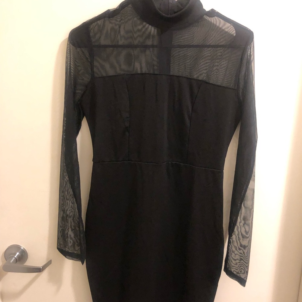 Long Sleeve Mesh Bodycon Dress